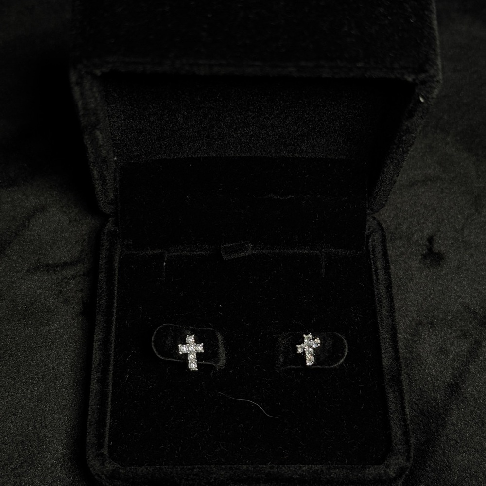 Silver Cross Moissanite Earrings